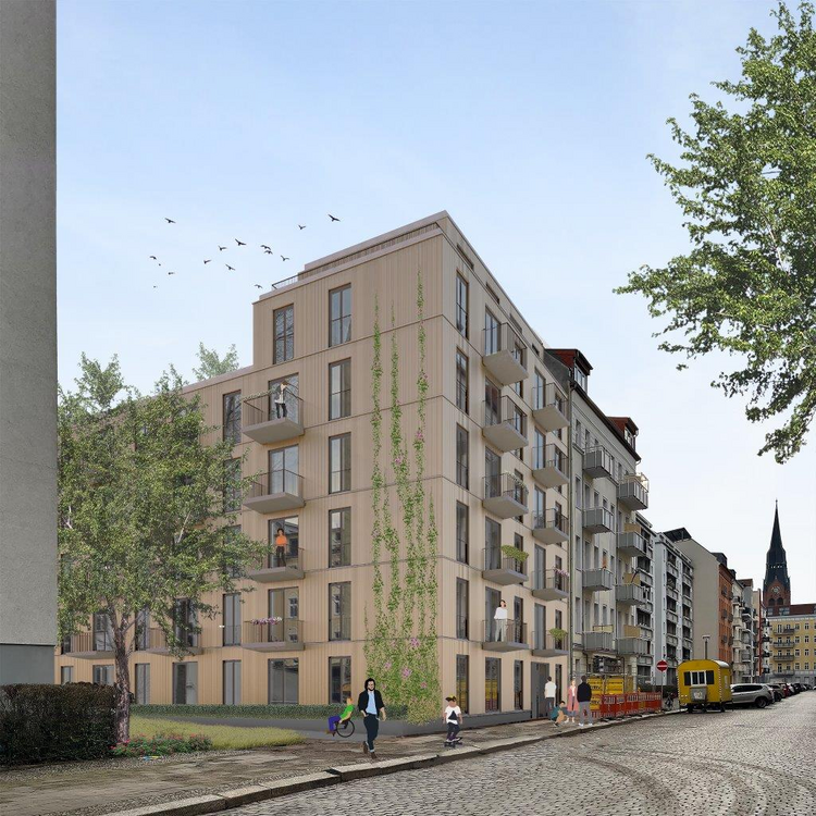 Visualisierung Neubau Pintschstraße mit Fassadenbegrünung