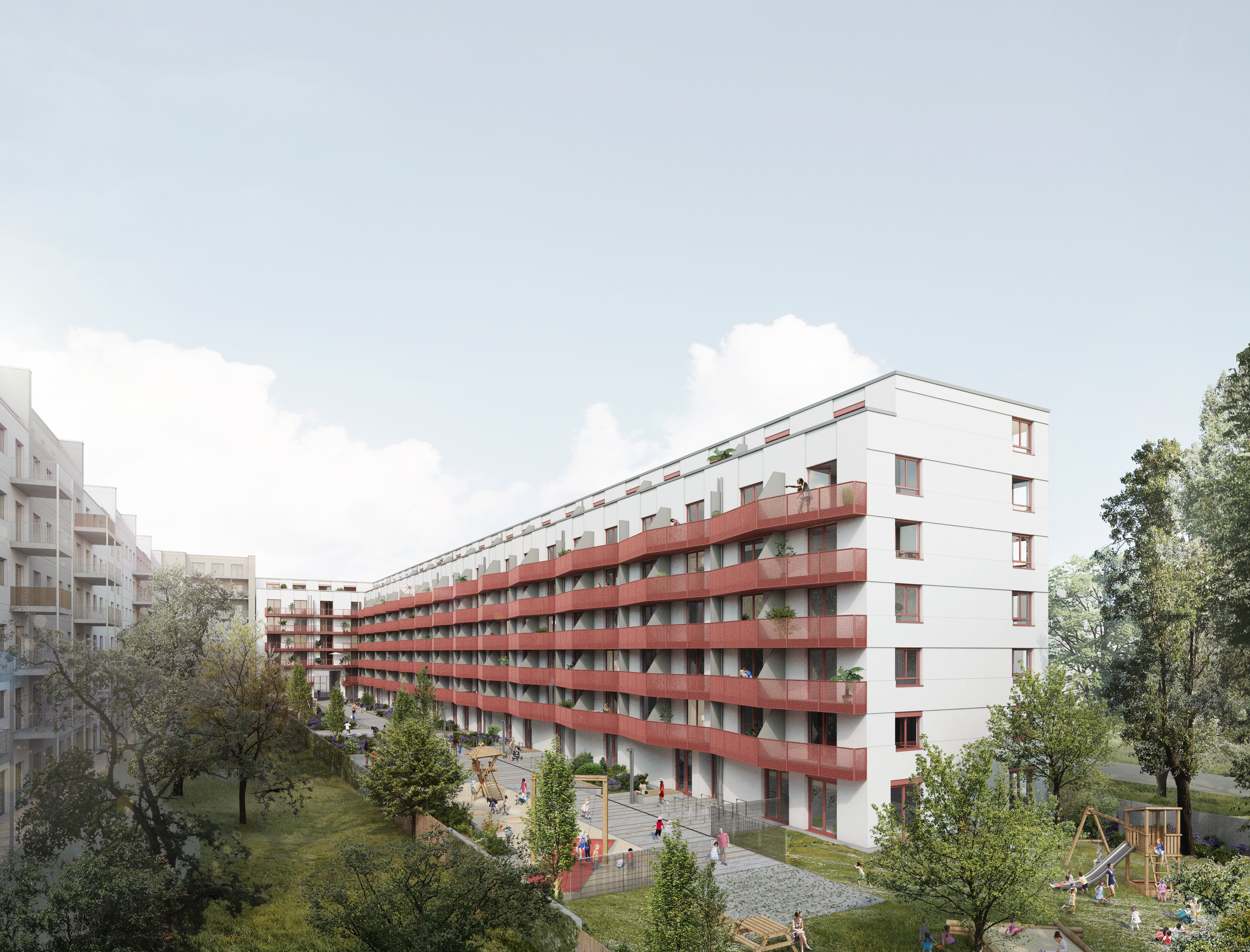 Visualisierung Neubau Quedlinburger Straße Balkonseite