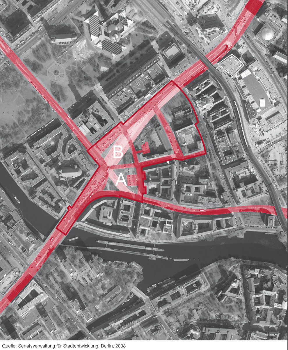 Berliner Straßen um den Molkenmarkt in einer Karte